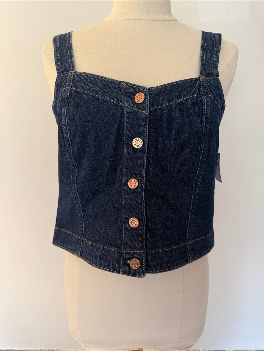 GAP Dark Blue Denim Button-Front Women's Overall Top
